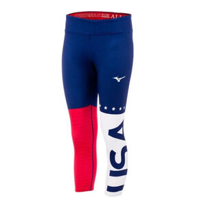 Mizuno Women’s USA Crop Leggings Small Patriotic American Active Running Workout